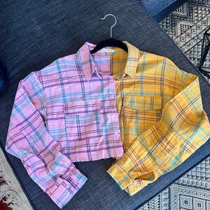 12th tribe women’s crop plaid shirt